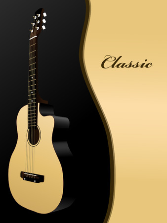 Classical acoustic guitar on black background. Music instrument.のイラスト素材