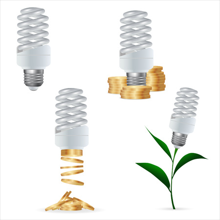 Set clipart. Energy saving lamp and money.のイラスト素材