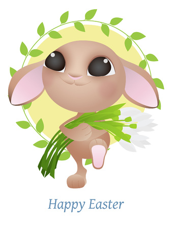 Greeting card with Easter rabbit. Funny Easter Bunny.のイラスト素材