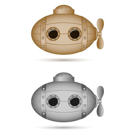 Steampunk submarines. Vintage elements for banners, cards.のイラスト素材