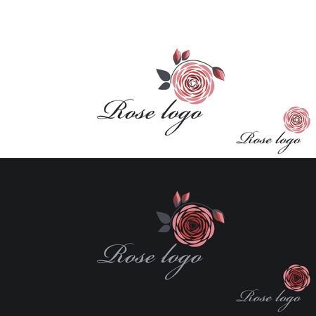 Rose logo. Vector clipart. White and black background.のイラスト素材
