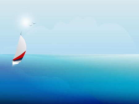 Sailing boat on the blue sea. Yacht and ocean. Background.のイラスト素材