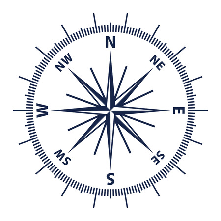 Wind rose vector illustration. Nautical compass icon isolated on white background.のイラスト素材