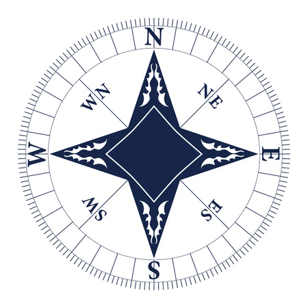 Wind rose vector illustration. Nautical compass icon isolated on white background.のイラスト素材