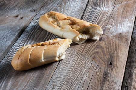 Garlic bread on the boards.