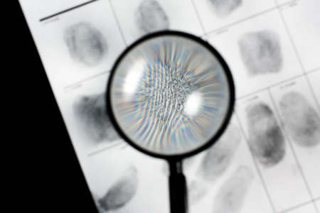 Fingerprint on police fingerprint card.の写真素材