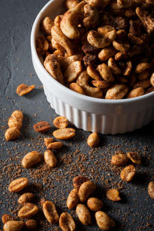 Mix of roasted nuts with spices.の写真素材