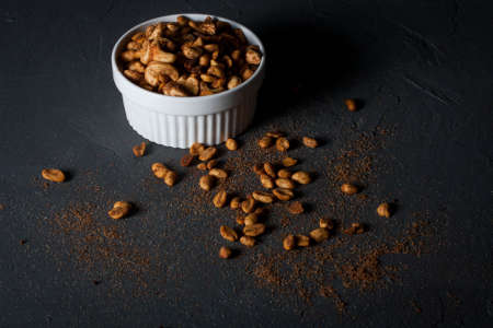 Mix of roasted nuts with spices.の写真素材