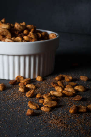 Mix of roasted nuts with spices.の写真素材