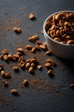 Mix of roasted nuts with spices.の写真素材