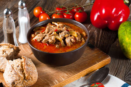 Goulash soup with paprika.の写真素材