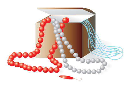 Casket with jewelry. Vector illustrationのイラスト素材