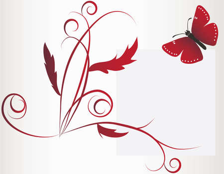 A large red butterfly and flower. Vector illustrationのイラスト素材