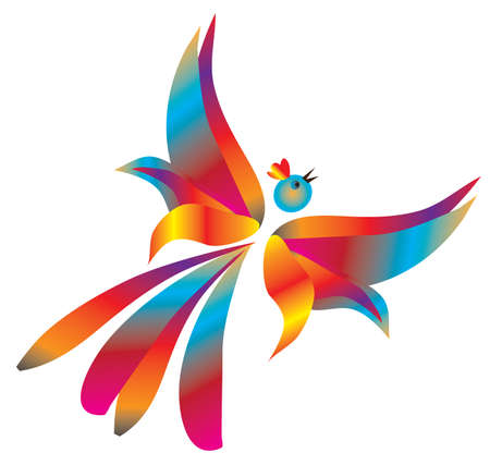 Free flight of fantastic birds. Vector illustrationのイラスト素材