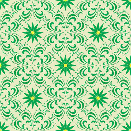 Seamless background with leaves and flowers. Vector illustrationのイラスト素材