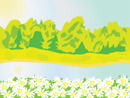 Riverbanks in the summer heat. Vector illustrationのイラスト素材