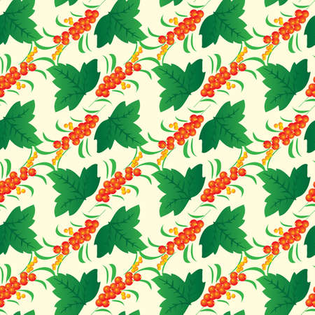 Seamless background from leaves and berries. Vector illustrationのイラスト素材