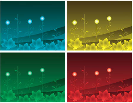 Collection of plant color backgrounds. Vector illustrationのイラスト素材