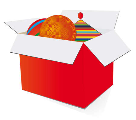 Red gift box with toys. のイラスト素材