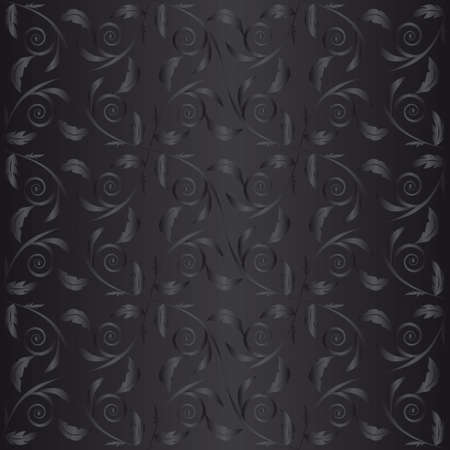 Black seamless background with leaves.のイラスト素材