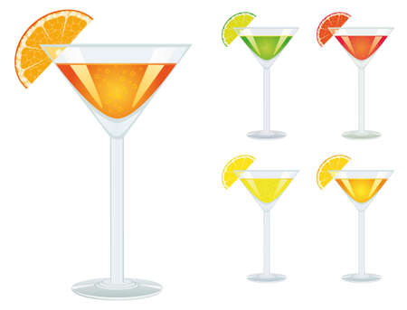 A set of drinks in glasses. Vector illustrationのイラスト素材