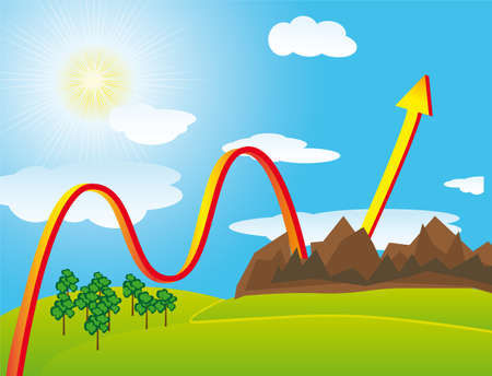 Striving upward through the obstacles. Vector illustrationのイラスト素材