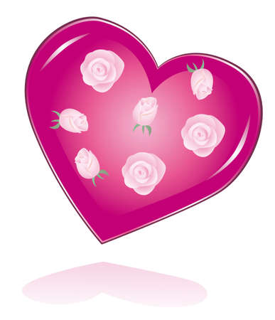 Roses and a heart for the beloved. Vector illustrationのイラスト素材