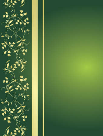 Green background with floral ornaments. のイラスト素材