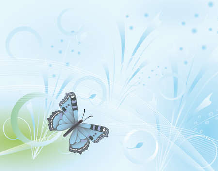 Butterfly on a blue fantasy background.のイラスト素材