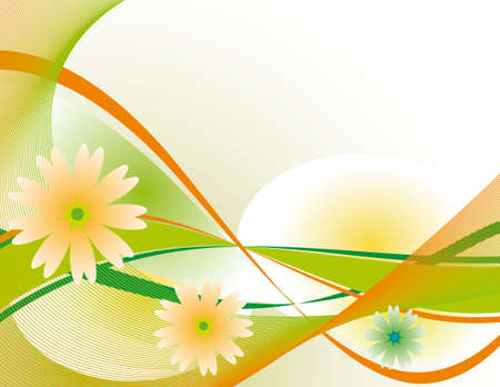 Abstract green background with flowers. illustrationのイラスト素材