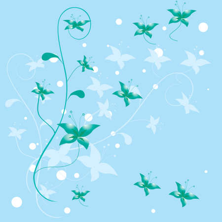 Abstract blue background with flowers. illustrationのイラスト素材