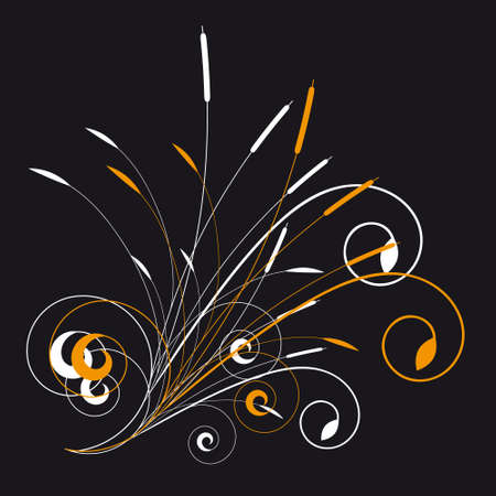 Floral ornament on black background. illustrationのイラスト素材