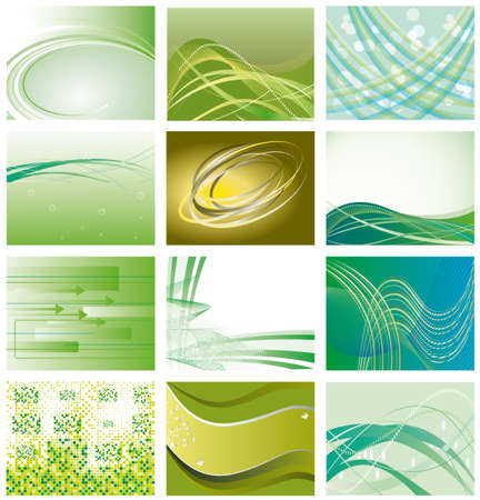 Collection of green geometric backgrounds. illustrationのイラスト素材