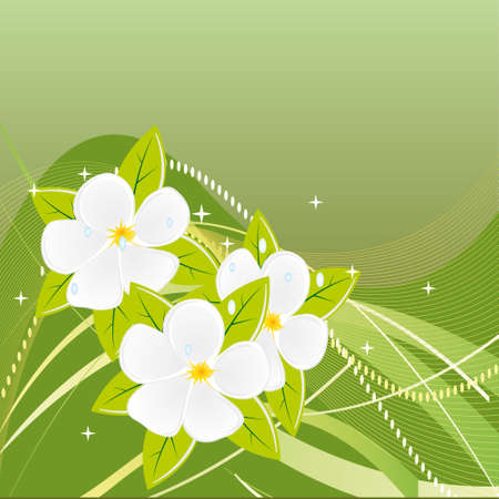 Abstract green background with magnolias. illustrationのイラスト素材