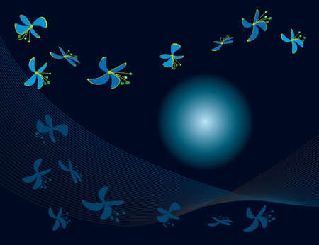 Abstract background with blue flowers. のイラスト素材