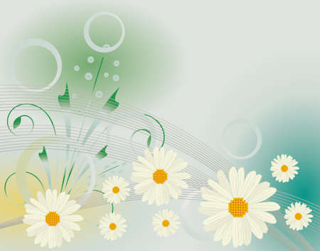 Abstract background with white daisies のイラスト素材