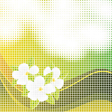 Abstract mosaic background with flowersのイラスト素材