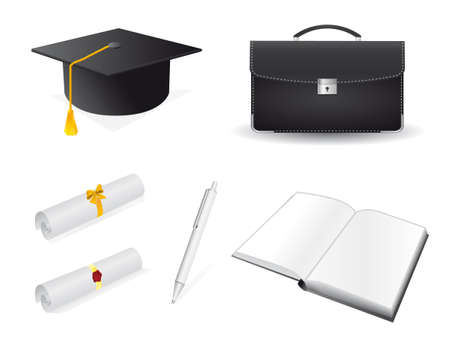The collection of accessories for the graduate. のイラスト素材