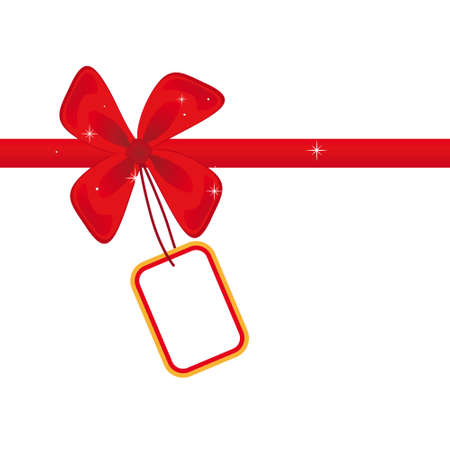 Red bow with a card for the text. のイラスト素材