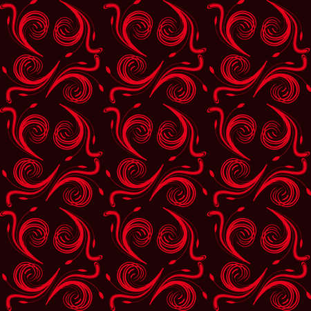 Seamless floral background of black and red. illustrationのイラスト素材