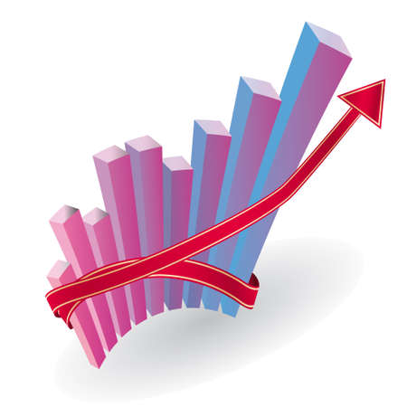 Business graph with an arrow. Vector illustrationのイラスト素材
