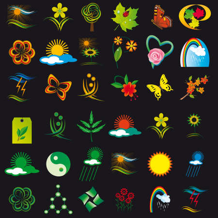 Set of elements of nature. Vector illustrationのイラスト素材