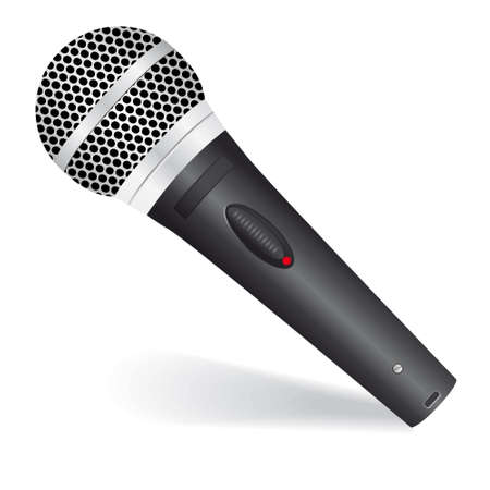 Icon with a black microphone. illustrationのイラスト素材