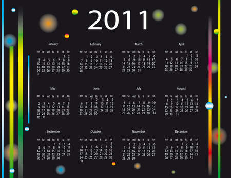 Calendar 2011 on a black background. Vector illustrationのイラスト素材