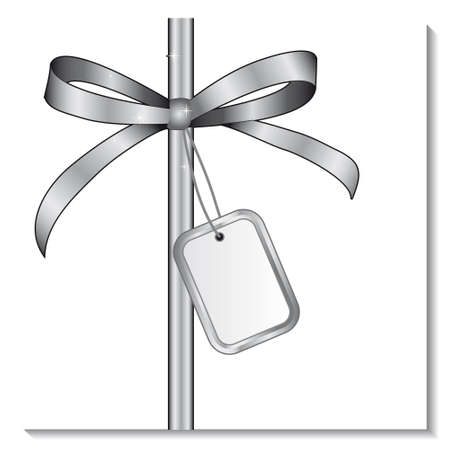 Silver bow with a card for the text. illustrationのイラスト素材