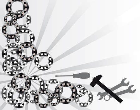Background with spare parts and tools. Vector illustrationのイラスト素材