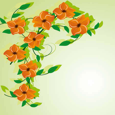 Abstract background with orange flowersのイラスト素材