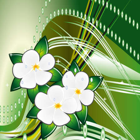 Abstract green background with flowers. illustrationのイラスト素材