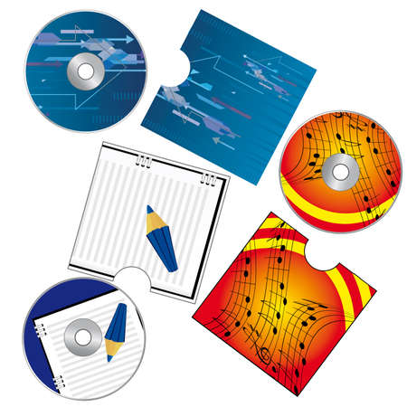 A set of CDs with covers. Vector illustrationのイラスト素材