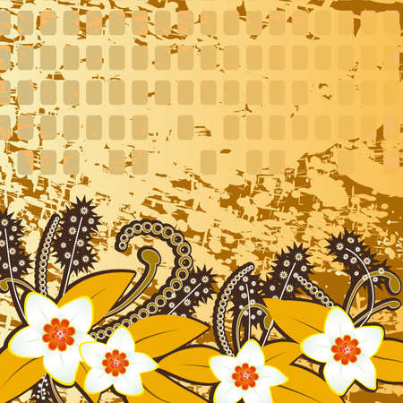 Flowers near the old wall.のイラスト素材